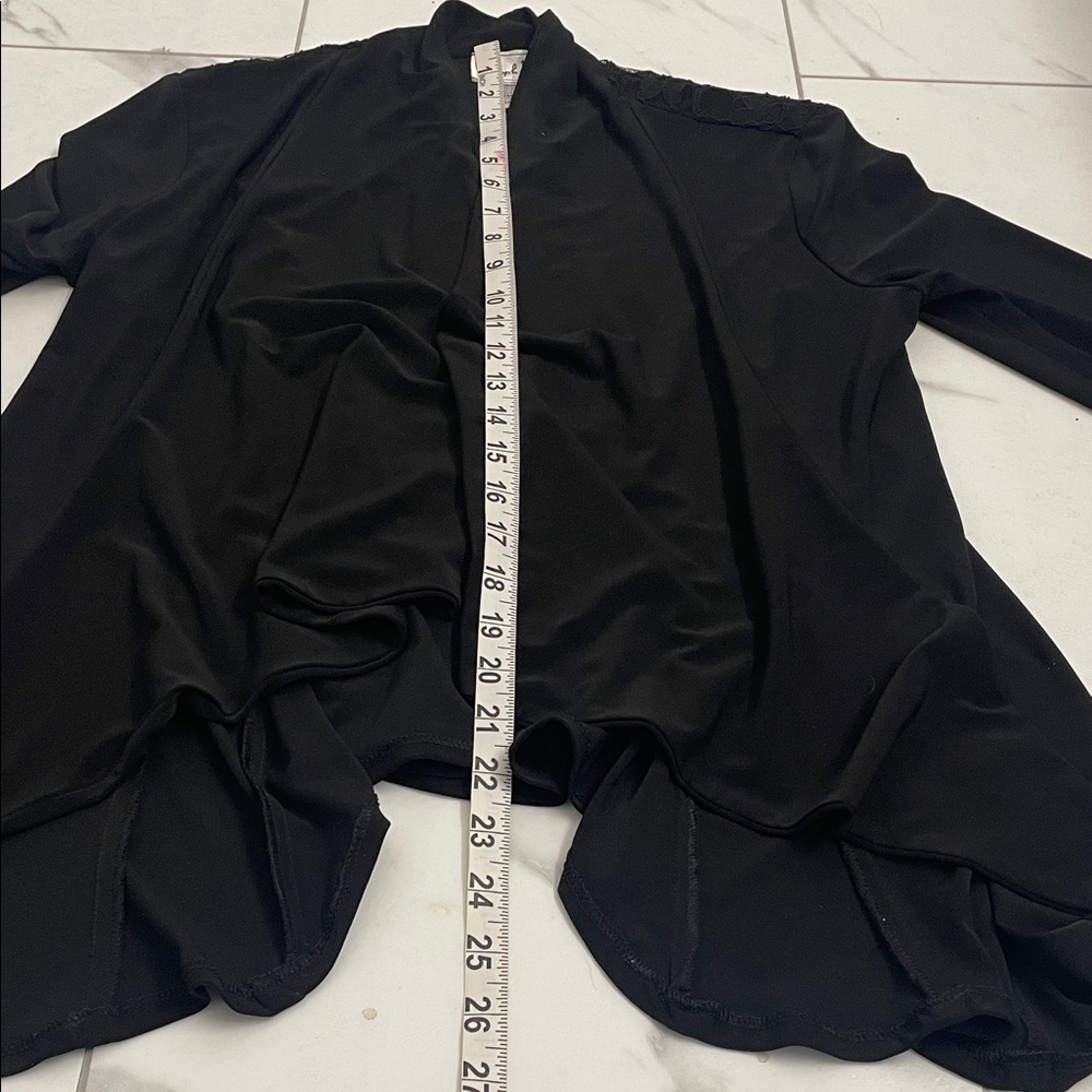 Joseph Ribkoff Elegant Fitted Black Cover Up Jacket Long Sleeves Lace Back Sz 10 - Picture 10 of 12